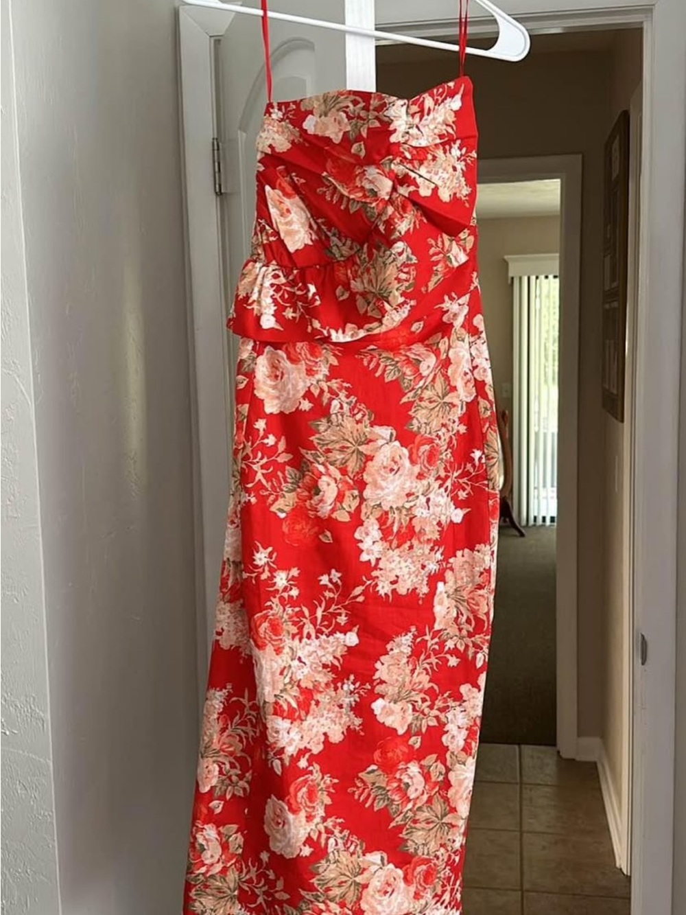 Sézane Pauline Floral Rouge Midi Dress - Picture 2 of 2